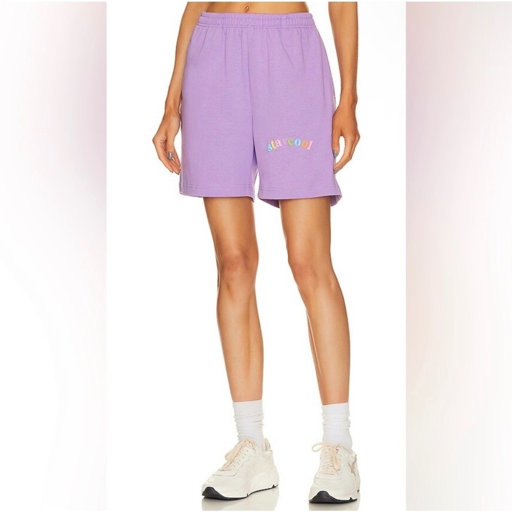 Stay Cool Rainbow Arch Shorts Violet Purple Cotton Sweat Shorts Size M
